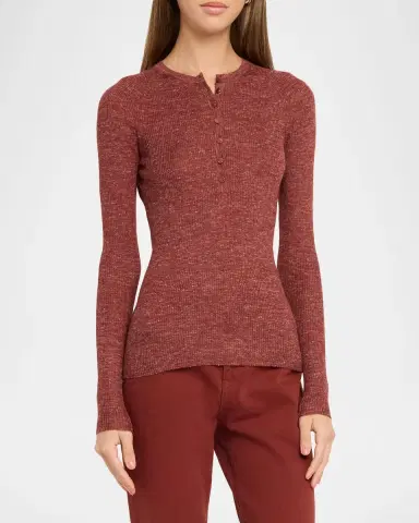 Gabriela Hearst Anges Cashmere Rib Henley Sweater | Thumbnail 4