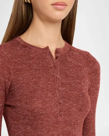 Gabriela Hearst Anges Cashmere Rib Henley Sweater | Thumbnail 5