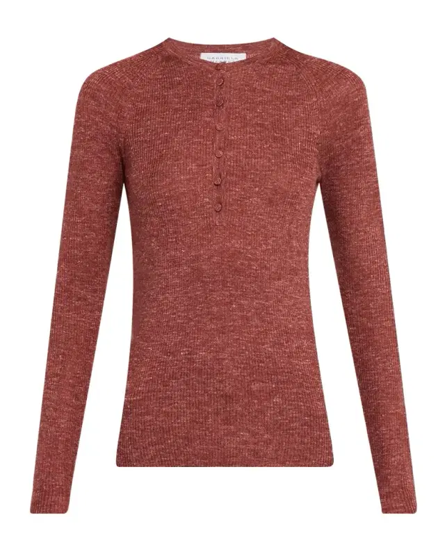 Gabriela Hearst Anges Cashmere Rib Henley Sweater