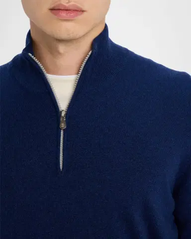 Brunello Cucinelli Men's Cashmere Quarter-Zip Sweater | Thumbnail 5