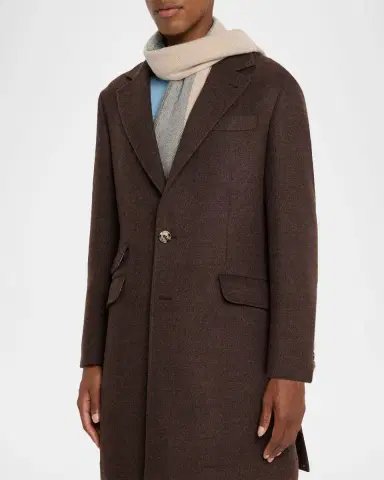 Brunello Cucinelli Men's Uneven Plaid Wool-Cashmere Scarf | Thumbnail 3