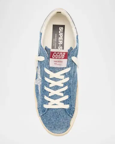 Golden Goose Super-Star Denim Glitter-Star Low-Top Sneakers | Thumbnail 6 Golden Goose Super-Star Denim Glitter-Star Low-Top Sneakers | Thumbnail 6