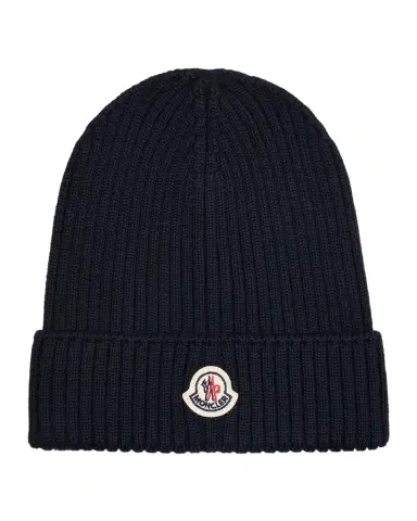 Moncler Boy 's Logo Ribbed Wool Beanie | Thumbnail 1