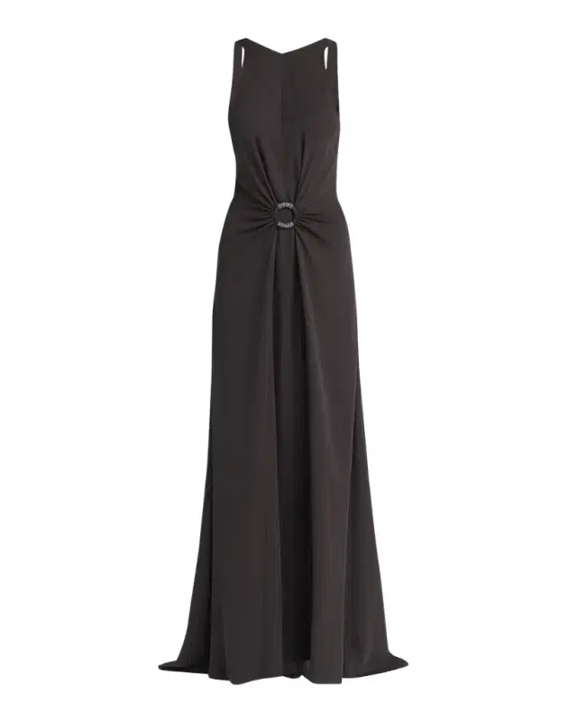 Giorgio Armani Beaded-Ring Silk Georgette Backless Gown