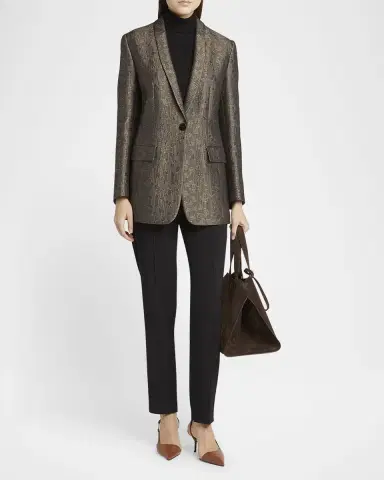 Giorgio Armani Geo Silk Jacquard Single-Breasted Blazer | Thumbnail 2 Giorgio Armani Geo Silk Jacquard Single-Breasted Blazer | Thumbnail 2