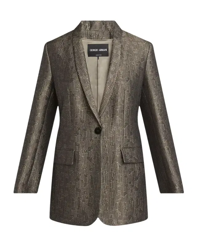 Giorgio Armani Geo Silk Jacquard Single-Breasted Blazer