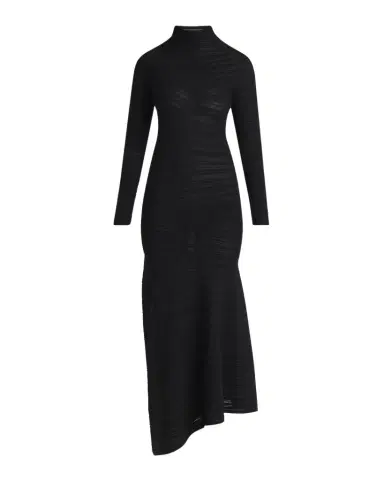 Giorgio Armani Asymmetric Tonal Striped Jersey Mock-Neck Midi Dress | Thumbnail 1