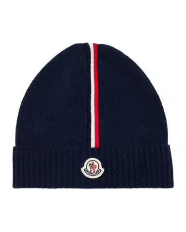 Moncler Boy 's Logo Patch Knit Beanie | Thumbnail 1