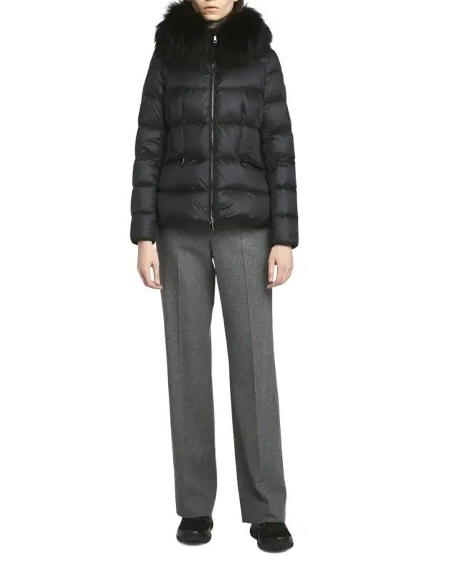 Moncler Boed Hooded Shearling-Trimmed Short Down Jacket