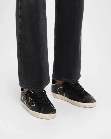 Golden Goose Super-Star Mixed Leather Low-Top Sneakers with Metallic Piping | Thumbnail 2 Golden Goose Super-Star Mixed Leather Low-Top Sneakers with Metallic Piping | Thumbnail 2