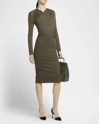 Giorgio Armani Ruched Jersey Long-Sleeve Midi Dress | Thumbnail 2 Giorgio Armani Ruched Jersey Long-Sleeve Midi Dress | Thumbnail 2