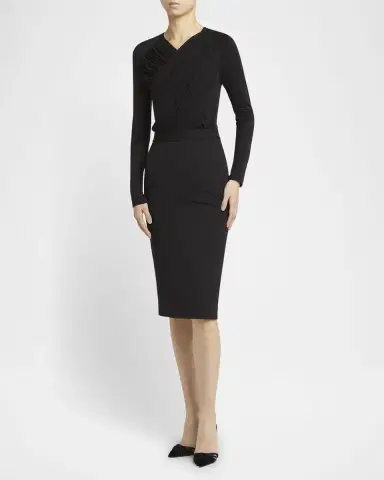 Giorgio Armani Ruched Jersey Long-Sleeve Midi Dress | Thumbnail 2 Giorgio Armani Ruched Jersey Long-Sleeve Midi Dress | Thumbnail 2