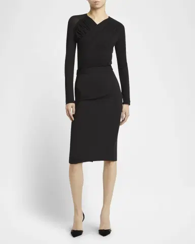 Giorgio Armani Ruched Jersey Long-Sleeve Midi Dress | Thumbnail 4 Giorgio Armani Ruched Jersey Long-Sleeve Midi Dress | Thumbnail 4