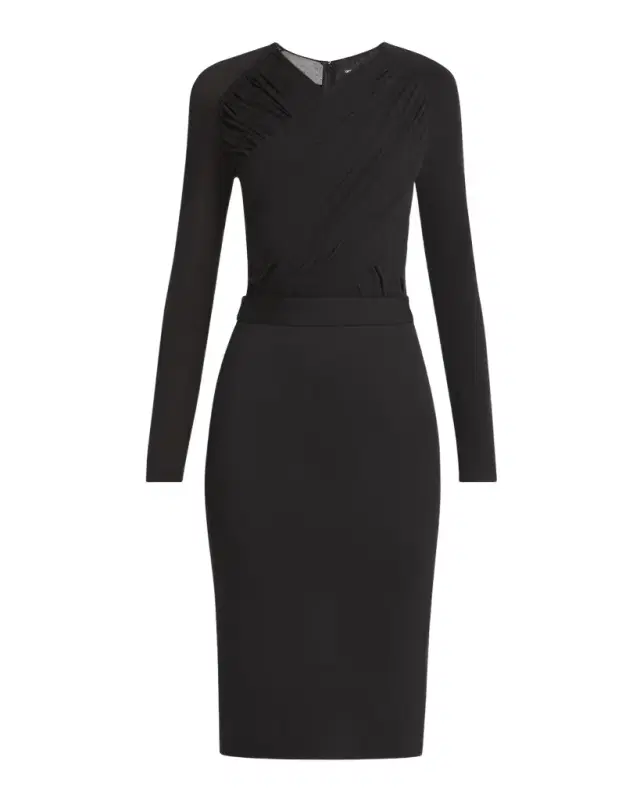 Giorgio Armani Ruched Jersey Long-Sleeve Midi Dress