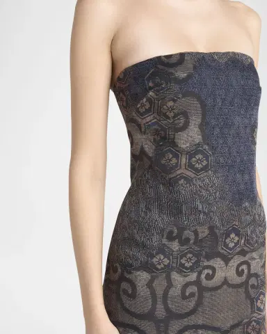 Giorgio Armani Strapless Tile-Print Silk Gown | Thumbnail 5