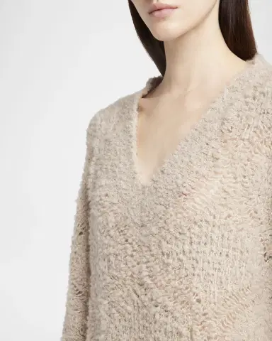 Giorgio Armani V-Neck Wool Cashmere Open-Knit Sweater | Thumbnail 5