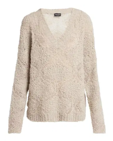Giorgio Armani V-Neck Wool Cashmere Open-Knit Sweater | Thumbnail 1
