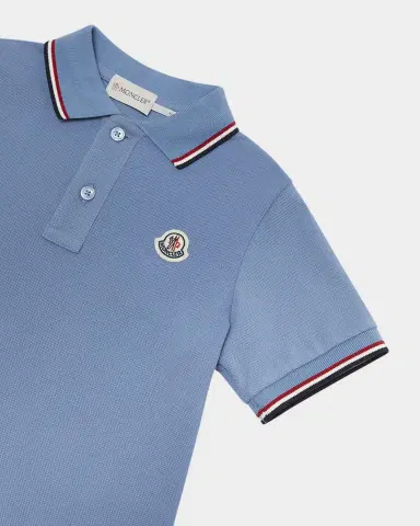 Moncler Boy 's Tricolor-Trim Short-Sleeve Polo Shirt | Thumbnail 3 Moncler Boy 's Tricolor-Trim Short-Sleeve Polo Shirt | Thumbnail 3