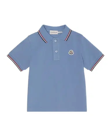 Moncler Boy 's Tricolor-Trim Short-Sleeve Polo Shirt | Thumbnail 1 Moncler Boy 's Tricolor-Trim Short-Sleeve Polo Shirt | Thumbnail 1