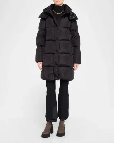 Moncler Litte Long Down Puffer Coat with Detachable Hood | Thumbnail 2