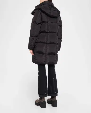 Moncler Litte Long Down Puffer Coat with Detachable Hood | Thumbnail 3