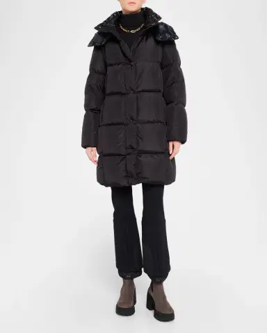 Moncler Litte Long Down Puffer Coat with Detachable Hood | Thumbnail 4