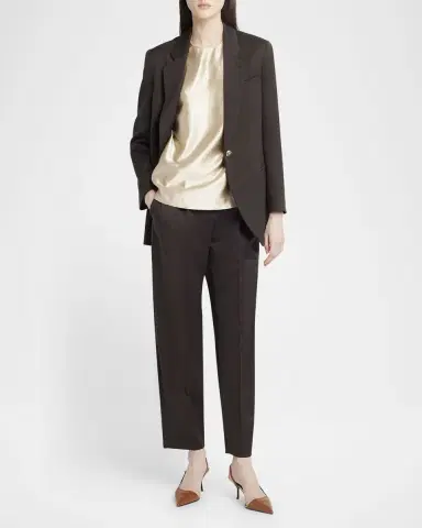 Giorgio Armani Tonal Piping Long-Sleeve Silk Blouse | Thumbnail 2 Giorgio Armani Tonal Piping Long-Sleeve Silk Blouse | Thumbnail 2