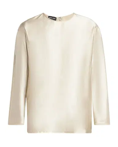 Giorgio Armani Tonal Piping Long-Sleeve Silk Blouse | Thumbnail 1 Giorgio Armani Tonal Piping Long-Sleeve Silk Blouse | Thumbnail 1