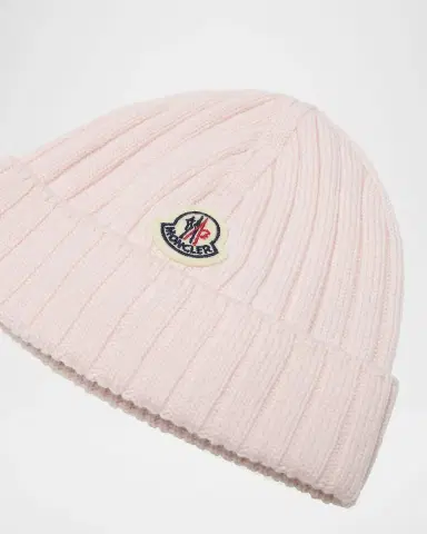 Moncler Girl 's Logo Ribbed Wool Beanie | Thumbnail 2