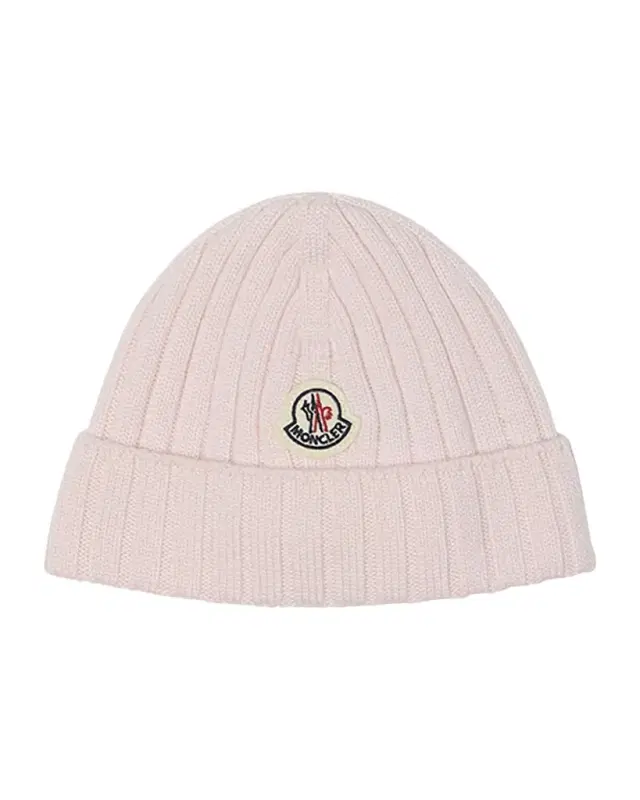 Moncler Girl 's Logo Ribbed Wool Beanie