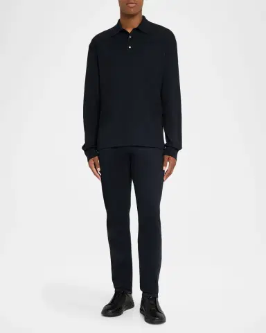ZEGNA Men 's Cotton Classic Fit Long-Sleeve Polo Shirt | Thumbnail 2 ZEGNA Men 's Cotton Classic Fit Long-Sleeve Polo Shirt | Thumbnail 2