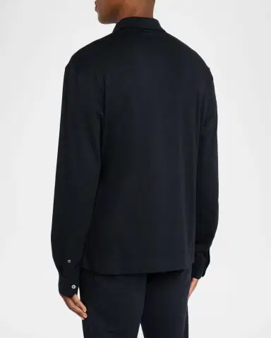 ZEGNA Men 's Cotton Classic Fit Long-Sleeve Polo Shirt | Thumbnail 3 ZEGNA Men 's Cotton Classic Fit Long-Sleeve Polo Shirt | Thumbnail 3
