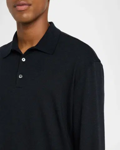 ZEGNA Men 's Cotton Classic Fit Long-Sleeve Polo Shirt | Thumbnail 5 ZEGNA Men 's Cotton Classic Fit Long-Sleeve Polo Shirt | Thumbnail 5