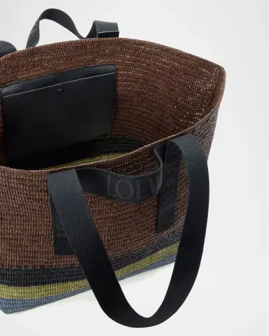 Loewe Men's Fold Raffia Shopper Tote Bag | Thumbnail 3 Loewe Men's Fold Raffia Shopper Tote Bag | Thumbnail 3