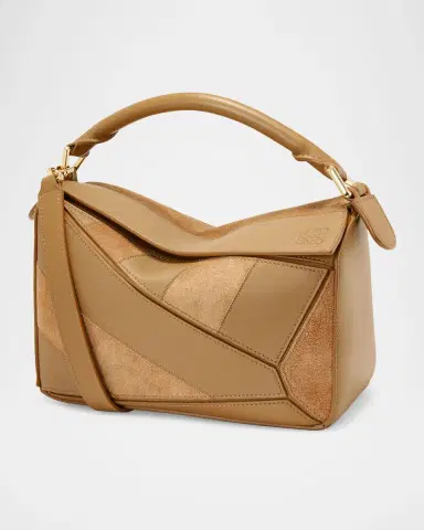 Loewe Puzzle Small Striped Top-Handle Bag in Leather & Suede | Thumbnail 3