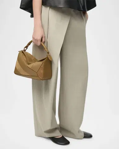 Loewe Puzzle Small Striped Top-Handle Bag in Leather & Suede | Thumbnail 4