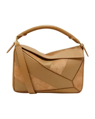 Loewe Puzzle Small Striped Top-Handle Bag in Leather & Suede | Thumbnail 1