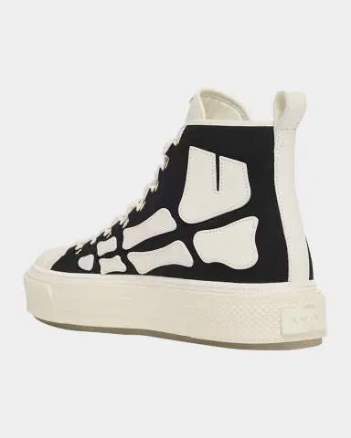 AMIRI Men's Skel Court Canvas and Leather High-Top Sneakers | Thumbnail 4 AMIRI Men's Skel Court Canvas and Leather High-Top Sneakers | Thumbnail 4