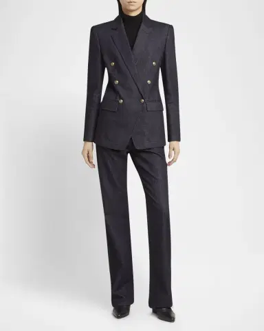 Giorgio Armani Cotton-Cashmere Denim Straight-Leg Trousers | Thumbnail 2 Giorgio Armani Cotton-Cashmere Denim Straight-Leg Trousers | Thumbnail 2