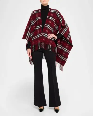 Burberry Charlotte Check Wool Cashmere Cape | Thumbnail 2