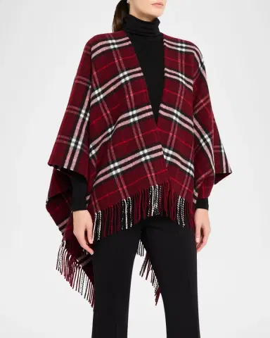 Burberry Charlotte Check Wool Cashmere Cape | Thumbnail 4