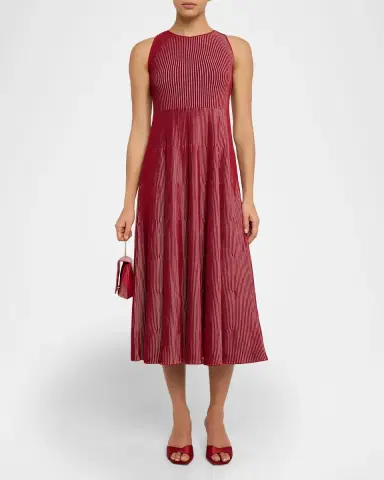 Emporio Armani Sleeveless Striped Rib Knit Maxi Dress | Thumbnail 2 Emporio Armani Sleeveless Striped Rib Knit Maxi Dress | Thumbnail 2