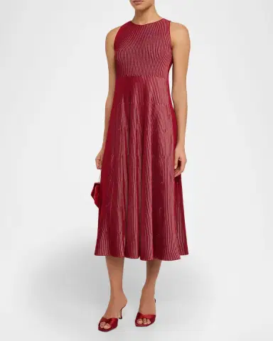 Emporio Armani Sleeveless Striped Rib Knit Maxi Dress | Thumbnail 4 Emporio Armani Sleeveless Striped Rib Knit Maxi Dress | Thumbnail 4