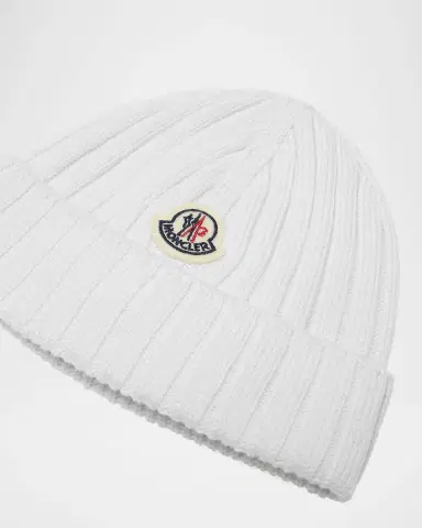 Moncler Girl 's Logo Ribbed Wool Beanie | Thumbnail 2