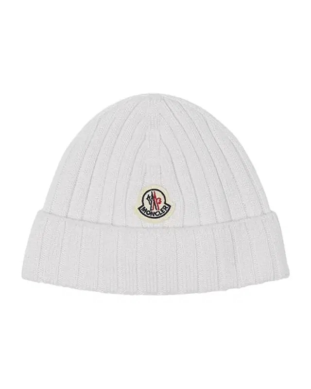 Moncler Girl 's Logo Ribbed Wool Beanie