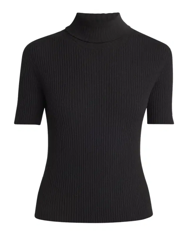 Giorgio Armani Turtleneck Short-Sleeve Cashmere Rib Sweater