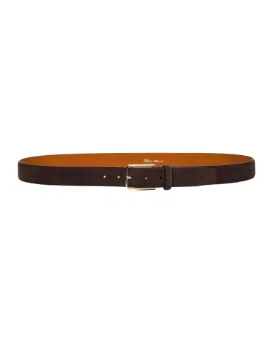 Santoni Men's Suede Rectangle-Buckle Belt | Thumbnail 1