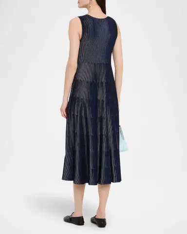 Emporio Armani Sleeveless Tiered Striped Knit Midi Dress | Thumbnail 3