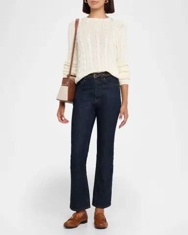 Ralph Lauren Collection Cable-Knit Silk Crewneck Sweater | Thumbnail 2