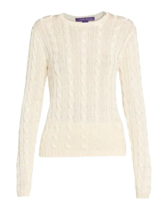 Cable-Knit Silk Crewneck Sweater
